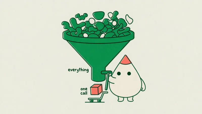 The funnel scene rendered in an emerald-derived palette